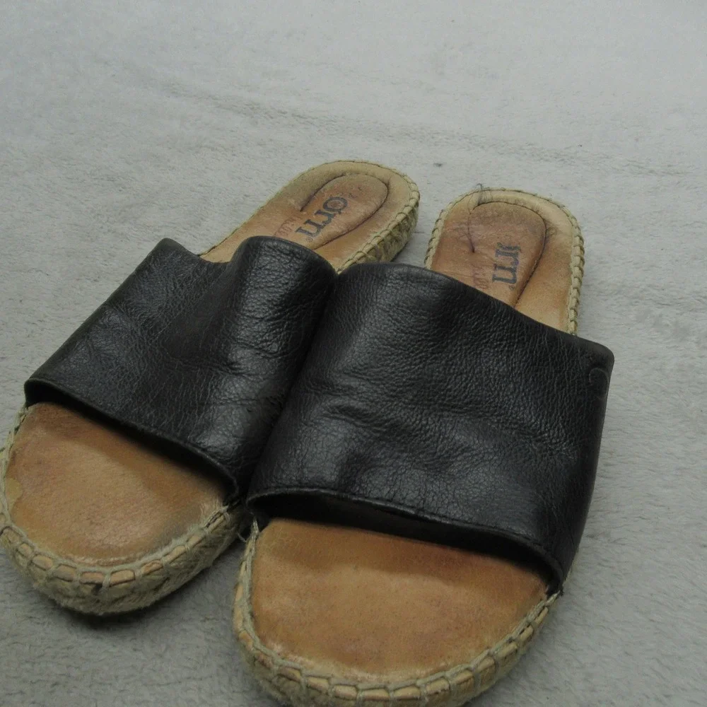 Born Womens 7M Sandals Brown Leather Espadrille Slide Flats Casual Comfort Slide